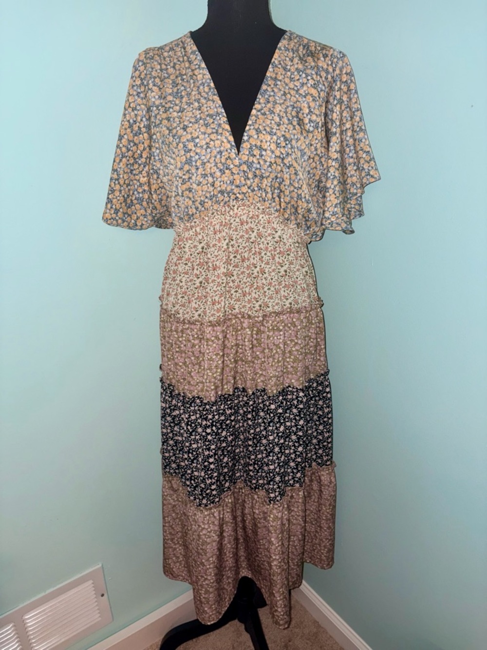 💐Umgee- Floral-Patchwork Style Dress